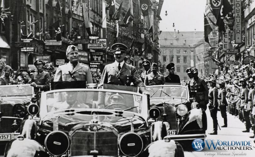 Hitler i Mussolini na pokładzie pancernego Mercedesa
