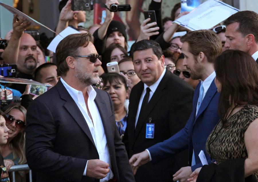 Ryan Gosling i Russell Crowe na premierze filmu "Nice Guys. Równi goście"